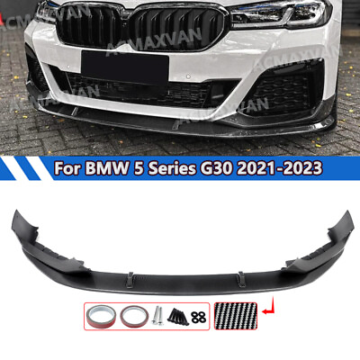 #ad For 2021 2023 BMW 5 Series G30 LCI 540i M550i Front Bumper Lip Carbon Look ABS