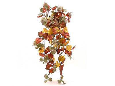 #ad IVY Leaves Fall Color 34quot; Hanging Bush Artificial Silk Greenery 5363GR