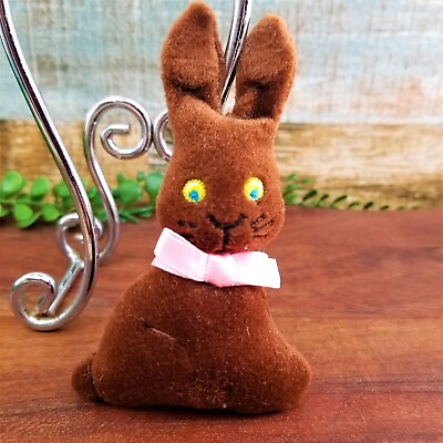 #ad VTG Easter Faux Chocolate Rabbit Stuffed Plush Fridge Magnet Retro Magnetic Ears