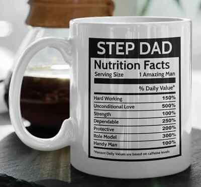 #ad Step Dad Nutrition Facts Funny Coffee Mug Gift Cup For Bonus Dad from Step child