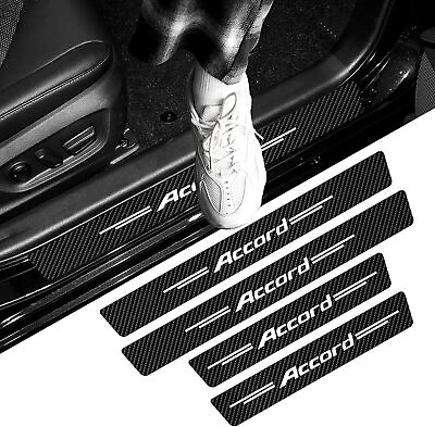#ad 4x For Accord Carbon Fiber Car Door Sill Plate Protector Entry Sticker