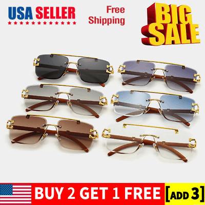 #ad 2023 New Rimless Sunglasses For Women Cut edge Sunglasses Double Bridge US HOT