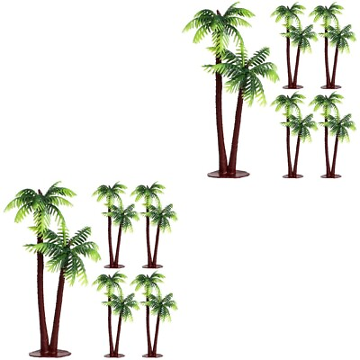 #ad 10 Pcs Plastic Coconut Tree Ornaments Aquarium Coconut Plants Palm Tree Decors