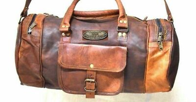 #ad Leather Travel Luggage Duffel Shoulder Vintage Weekend Bag GVB Women#x27;s Real