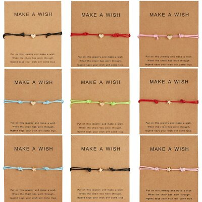 #ad Simple Heart Star Bracelet Adjustable Rope String Lucky Gift Bracelet Women Men