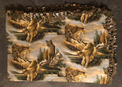 #ad Mountain Lion Blanket Animal Print Plush Bed Throw Warm Cover 58” X 80” Custom