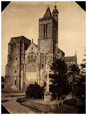 #ad France Bretagne Dol de Bretagne la Cathédrale Vintage albumen print Tirag