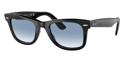 #ad Ray Ban Wayfarer RB2140F Sunglasses Black Blue Square 52mm New 100% Authentic