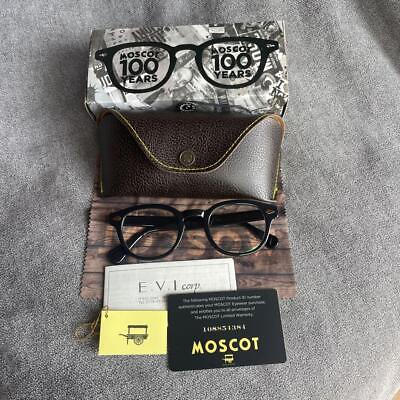 #ad MOSCOT LEMTOSH 46 24 145 SUNGLASSES BLACK FRAME CLEAR LENS WITH BOX CASE CARD