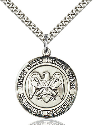 #ad Men#x27;s Sterling Silver Nat#x27;l Guard St Michael Military Catholic Medal Necklace $95.25