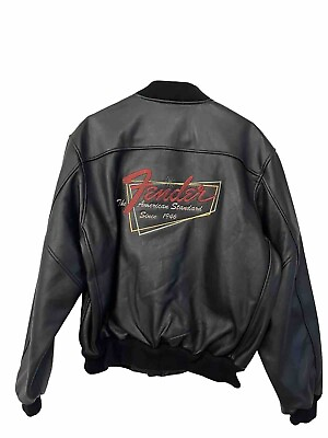 #ad Fender Guitar Leather Jacket M With Tags Vintage Size Medium NICE For Gigs
