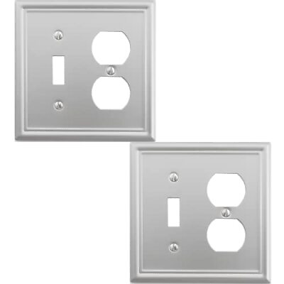 #ad Toggle Duplex Light Switch Cover Luca Metal Wall Plate 2 Pack Brushed Nickel ...