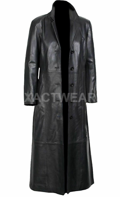 #ad Genuine Leather Long Coat Mens Full Length Casual Winter Wear Trench Coat