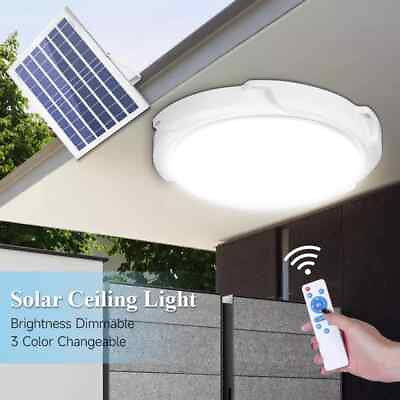 #ad Solar Power Ceiling Pendant Light Remote Control Outdoor Indoor Lamp Waterproof