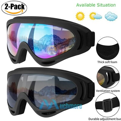 #ad 2 Pack Ski Goggles Anti Fog Lenses Sun Glasses Eyewear For Men Women Kids Winter