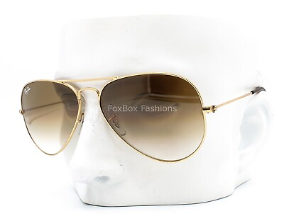 #ad Ray Ban RB 3025 001 51 Aviator Sunglasses Gold with Brown Gradient 55mm Small