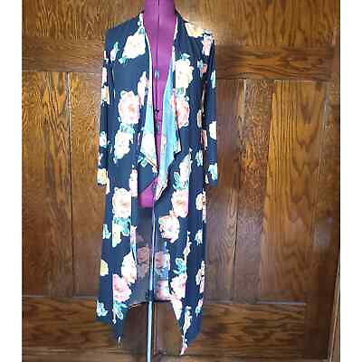 #ad Floral Open Kimono Duster Cardigan Size Large Spring Summer Boho Romantic