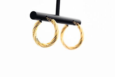 #ad classic round spiral hoop earrings with Lever Back Clasps 14k yellow gold E7