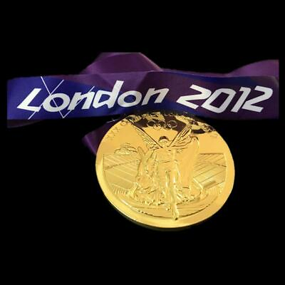 #ad GOLD MEDAL 2012 London OLYMPICS BIG WITH SILK RIBBON rare USA SELLER