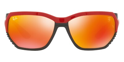 #ad Ray Ban Men Women Sunglasses Red on Black Frame Brown Mirrored Orange Lens