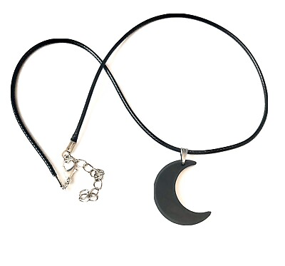 #ad Crescent Moon Necklace Pendant in Black