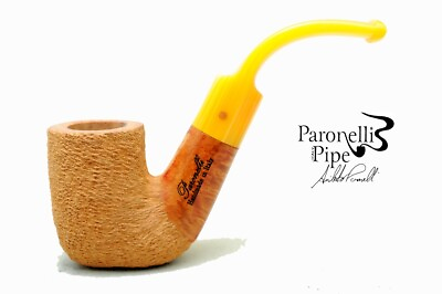 #ad Brand new briar pipe PARONELLI hungarian bent rusticated natural handmade