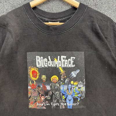 #ad Vintage Big Dumb Face Shirt Mens XL Black 90s Metal Funk Pop Disco RARE Music