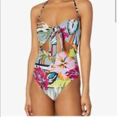 #ad BCBGeneration Floral Cut Out One Piece Swimsuit Size Large NWOT