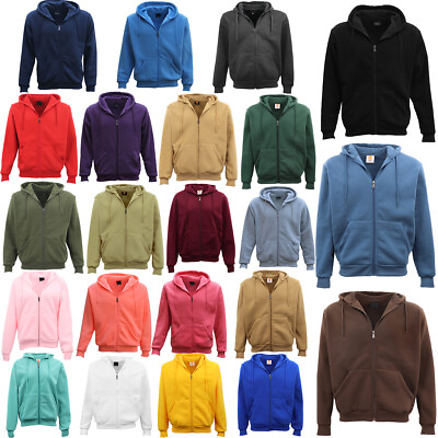 #ad Adult Unisex Zip Plain Fleece Hoodie Hooded Jacket Mens Sweatshirt Jumper XS 8XL