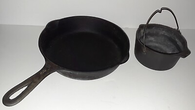 #ad Griswold Cast iron #72 Deep Patty Bowl with Griswold Iron Pan