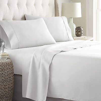 #ad Awesome Bedding Sheets Egyptian Cotton US Sizes Select Pocket White Solid