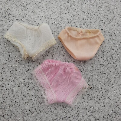 #ad Lot of 3 Barbie Doll Size Underwear Panties Undergarments Elastic Waist Lace