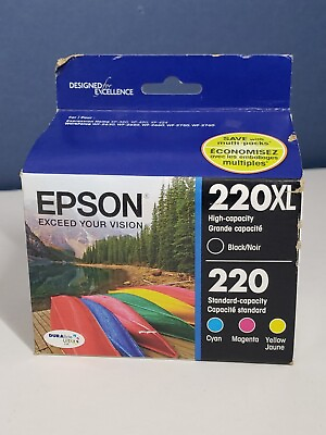 #ad Genuine Epson 220XL Black amp; 220 Color Ink Cartridges Expired 12.2019