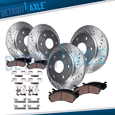 #ad 12quot; Front amp; 12.78quot; Rear Drilled Rotors Brake Pads for Chevy Silverado GMC Sierra $183.79