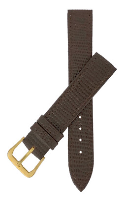 #ad Brown TA Lizard Grain Leather Watch Strap 10mm to 22mm With FREE Fitting Pins