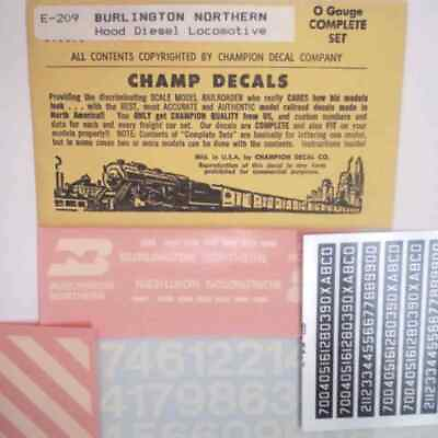 #ad Champ Decals O Scale: Burlington Northern Road Diesel White Lettering