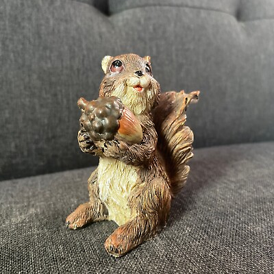 #ad Collectable Resin Smiling Squirrel With Acorn No Chips Good Squirrel Decor