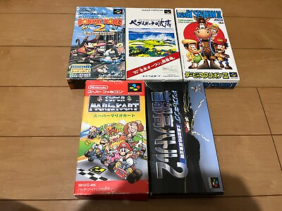 #ad Japan Super Famicom SNES Games lot of 5 BOX and Manual 3 $60.00