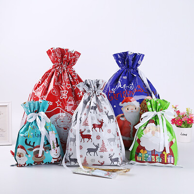 #ad Drawstring Christmas Gift Bag Party Candy Bags Cookie Gifts Wrapping Pouch Us