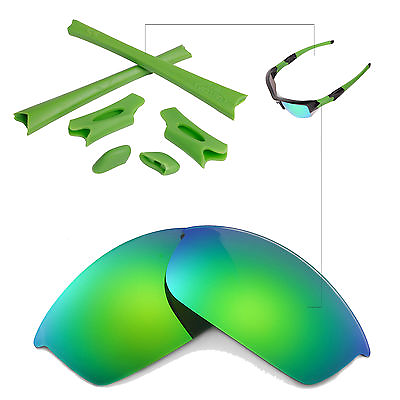 #ad WL Polarized Emerald Replacement Lenses And Rubber Kit For Oakley Flak Jacket