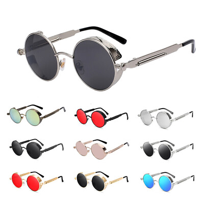 #ad Round Sunglasses Vintage Mirror Lens New Men Women Fashion Frame Retro Circle