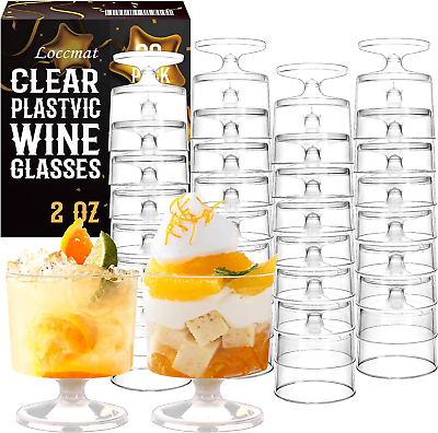#ad 2 Oz Mini Dessert Cups80 Pack 2 Oz Clear Plastic Wine GlassesDisposable Desser