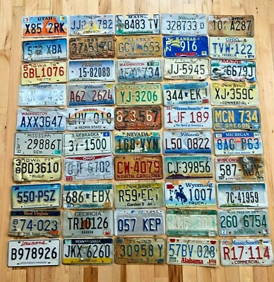 #ad 50 Roadkill Condition License Plates from at least 30 Different States