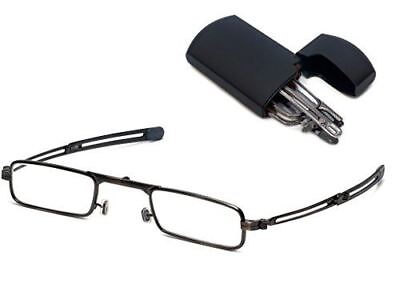 #ad Original Patented Mini Fold Folding Reading Glasses CORNING GLASS LENSamp;Hard Case $49.44