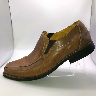 #ad Sandro Moscoloni Mens Size 10 Caramel Brown Leather Slip On Dress Shoes Loafers