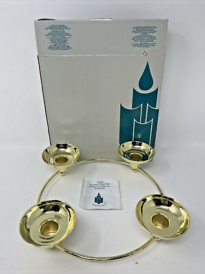 #ad New Partylite Century P7366 Polished Brass Plate Candle Holder Circle