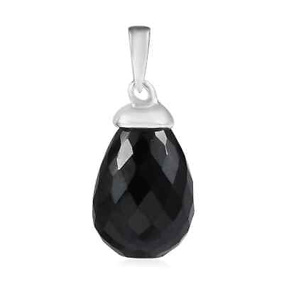 #ad 925 Sterling Silver Natural Black Spinel Drop Pendant Jewelry for Women Ct 14.8