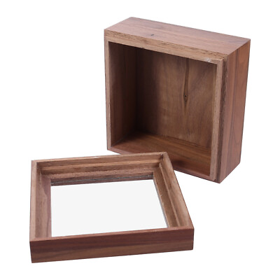 #ad Wooden Window Gift Box Necklace Tray Glass Display Cabinets $18.49
