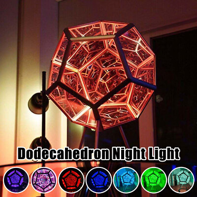 #ad 3D LED Infinity Mirror Cool Color Art Light Night Light Geometry Dodecahedron