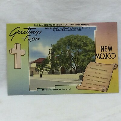 #ad Vintage Postcard San Miguel Mission Socorro New Mexico Scene McGarr Redman